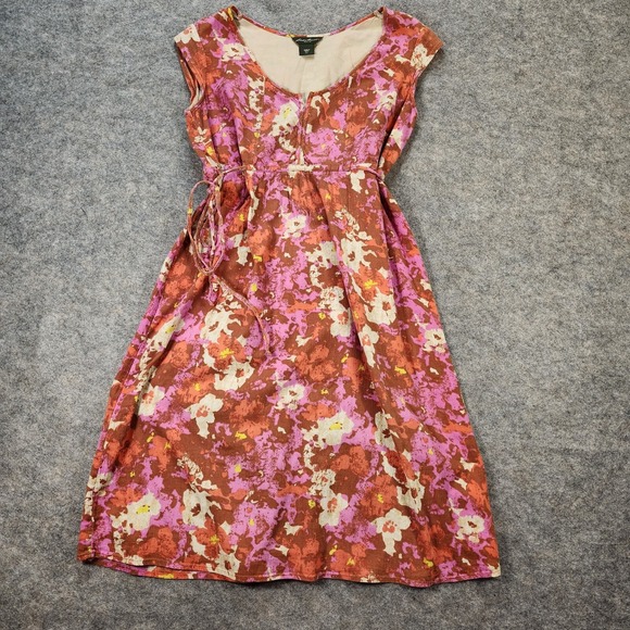 Eddie Bauer Dresses & Skirts - Eddie Bauer‎ A-line Dress Women P12 Pink Orange Cap Sleeve Beachy Boho Floral